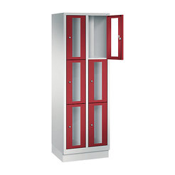 CP CLASSIC Fächerschrank, Fachhöhe 510 mm, mit Sockel, 6 Fächer, Breite 610 mm Tür rubinrot