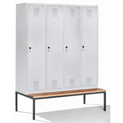 CP Garderobenschrank mit untergebauter Sitzbank - Abteilbreite 400 mm, HxBxT 2090 x 1600 x 815 mm - lichtgrau