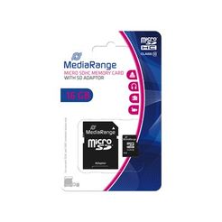 MediaRange Speicherkarte Micro SDHC/MR958 16GB Geschwindigkeit Klasse 10 schwarz