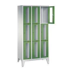 CP CLASSIC Fächerschrank, Fachhöhe 510 mm, mit Füßen, 9 Fächer, Breite 900 mm Tür resedagrün