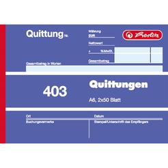 Herlitz Buchhaltungs-, Kassenformular Quittungsblock 403