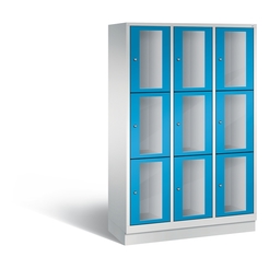 CP CLASSIC Fächerschrank, Fachhöhe 510 mm, mit Sockel, 9 Fächer, Breite 1200 mm Tür lichtblau