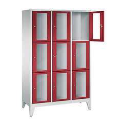 CP CLASSIC Fächerschrank, Fachhöhe 510 mm, mit Füßen, 9 Fächer, Breite 1200 mm Tür rubinrot