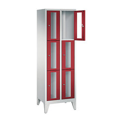 CP CLASSIC Fächerschrank, Fachhöhe 510 mm, mit Füßen, 6 Fächer, Breite 610 mm Tür rubinrot