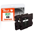 Peach Doppelpack Tintenpatrone schwarz kompatibel zu Ricoh GC31K*2