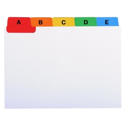 Set Trennblätter alphabetisch aus weißem Karton 160 g/m2, 88x105 mm.