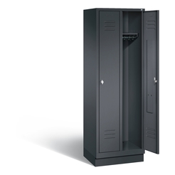C+P Garderobenschrank Classic, H1800xB610xT500mm Korpus: Schwarzgrau Türen: Schwarzgrau Abteile: 2 Abteilbreite: 300 Fächer: 2 Drehriegel