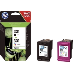 hp® Tintenpatrone Multipack N9J72AE 2x 301, je 1x sw u. 3-farbig