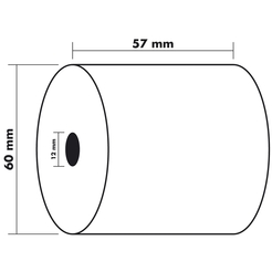 Thermorolle für Kassen und Kartenzahlung 57x60mm, 1-lagig 55g/m2 phenolfrei - Weiß