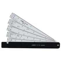 LINEX Fächerreduktionslineal 15 cm im Kunstleder Etui, 5 Maßstästäbe, mit 22 Teilungen