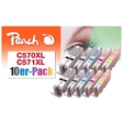 Peach 10er-Pack Tintenpatronen, XL-Ergiebigkeit,  kompatibel zu Canon PGI-570XL, CLI-571XL