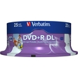 Verbatim® DVD+R, Double Layer, full printable, Spindel, 8,5 GB, 8 x (25 Stück)