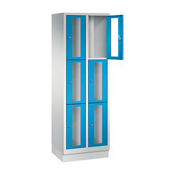 CP CLASSIC Fächerschrank, Fachhöhe 510 mm, mit Sockel, 6 Fächer, Breite 610 mm Tür lichtblau