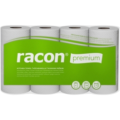racon® Küchenrolle premium, Zellstoff, 2lagig, 64 Blatt, 26 x 22 cm, weiß (4 Rollen)