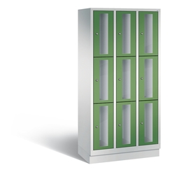 CP CLASSIC Fächerschrank, Fachhöhe 510 mm, mit Sockel, 9 Fächer, Breite 900 mm Tür resedagrün