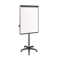 BI-OFFICE EA4806186 - Mobile Flipchart Classic mit ausziehbaren Seitenarmen, lackierter Stahl, Weiß, 70x100 cm, Aluminiumrahmen, Schwarz