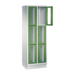 CP CLASSIC Fächerschrank, Fachhöhe 510 mm, mit Sockel, 6 Fächer, Breite 610 mm Tür resedagrün