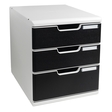 EXACOMPTA Büroboxen Modulo System 2 A4/325014D, lichtgrau/schwarz, DIN A4+