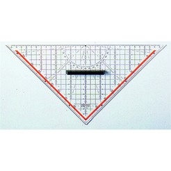 RUMOLD Technisches Zeichendreieck, Acryl, mit abnehmbarem Griff, mit Tuschenoppen, Hypotenuse: 25 cm, farblos, transparent