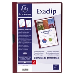 EXACOMPTA 437823B - Klemmappe aus PVC mit Exaclip, Kapazität 30 Blatt, für DIN A4, Bordeaux