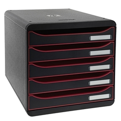 BIG-BOX PLUS mit 5 offenen Laden - Schwarz/Himbeere/Schwarz