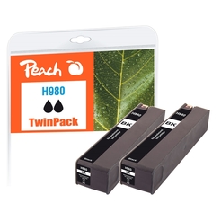 Peach Doppelpack Tintenpatrone schwarz kompatibel zu HP No. 980, D8J10A