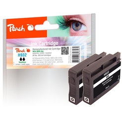 Peach Doppelpack Tintenpatrone schwarz kompatibel zu HP No. 932, CN057AE