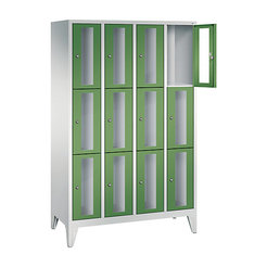 CP CLASSIC Fächerschrank, Fachhöhe 510 mm, mit Füßen, 12 Fächer, Breite 1190 mm Tür resedagrün