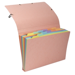 Fächermappe mehrfarbig aus Karton, 12 Fächer, Serie Aquarel - 34x24,5cm - Farben sortiert