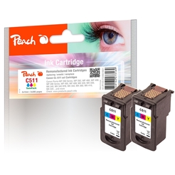 Peach Doppelpack Druckköpfe color kompatibel zu Canon CL-511