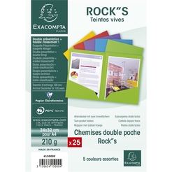 EXACOMPTA Dokumentenmappe Rock, Karton, ohne Verschluss, A4, 5farbig sortiert (25 Stück)