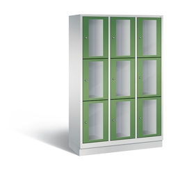 CP CLASSIC Fächerschrank, Fachhöhe 510 mm, mit Sockel, 9 Fächer, Breite 1200 mm Tür resedagrün