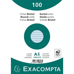EXACOMPTA Karteikarte, liniert, A5, Karton, 205 g/m², blau (100 Stück)