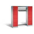 C+P Offene Garderobe Serie 8070, H1950xB1870xT480mm, Korpus: Weißaluminium, Türen: rot
