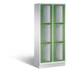 CP CLASSIC Fächerschrank, Fachhöhe 510 mm, mit Sockel, 6 Fächer, Breite 810 mm Tür resedagrün