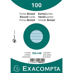 EXACOMPTA Karteikarte, liniert, A6, Karton, 205 g/m², blau (100 Stück)