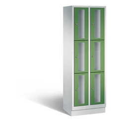 CP CLASSIC Fächerschrank, Fachhöhe 510 mm, mit Sockel, 6 Fächer, Breite 610 mm Tür resedagrün