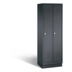 C+P Garderobenschrank Classic, H1800xB610xT500mm Korpus: Schwarzgrau Türen: Schwarzgrau Abteile: 2 Abteilbreite: 300 Fächer: 2 Drehriegel
