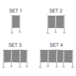 magnetoplan® Pinboard-Set - 4 Pinntafeln, 5 Säulen - Gesamtbreite 5185 mm