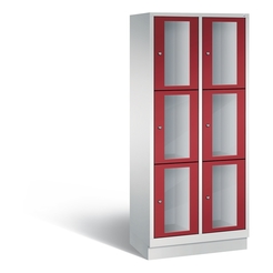 CP CLASSIC Fächerschrank, Fachhöhe 510 mm, mit Sockel, 6 Fächer, Breite 810 mm Tür rubinrot