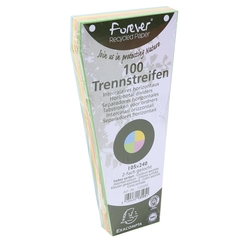 Packung mit 120 Trennstreifen, gelocht, trapezförmig aus Recycling-Papier 180g/qm, 105x240mm - Forever