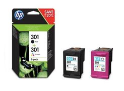 hp® Tintenpatrone Multipack N9J72AE 2x 301, je 1x sw u. 3-farbig