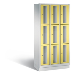 CP CLASSIC Fächerschrank, Fachhöhe 510 mm, mit Sockel, 9 Fächer, Breite 900 mm Tür schwefelgelb