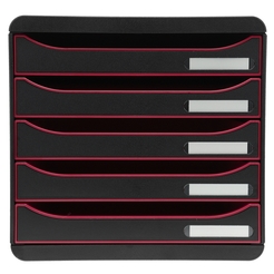BIG-BOX PLUS mit 5 offenen Laden - Schwarz/Himbeere/Schwarz