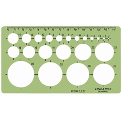 LINEX 1118S Kreisschablone, mit Tuschenoppen, für Tuschefüller 0,5mm