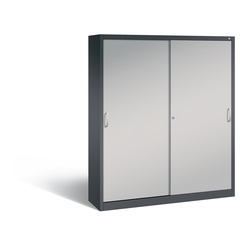 C+P Schiebetürenschrank  Acurado, H1950xB1600xT400mm, Korpus: Schwarzgrau, Türen: Weißaluminium