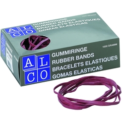 ALCO Gummiband, Schachtel extra groß, Schnittbreite: 5 mm, Flachmaß: 100 mm, rot (1 kg)