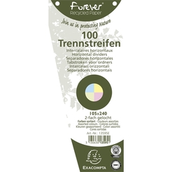 Packung mit 120 Trennstreifen, gelocht, trapezförmig aus Recycling-Papier 180g/qm, 105x240mm - Forever