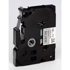 brother® Schriftbandkassette TZe, Polyester, laminiert, 12 mm x 8 m, schwarz auf silber matt