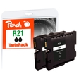 Peach Doppelpack Tintenpatrone schwarz kompatibel zu Ricoh GC21K*2